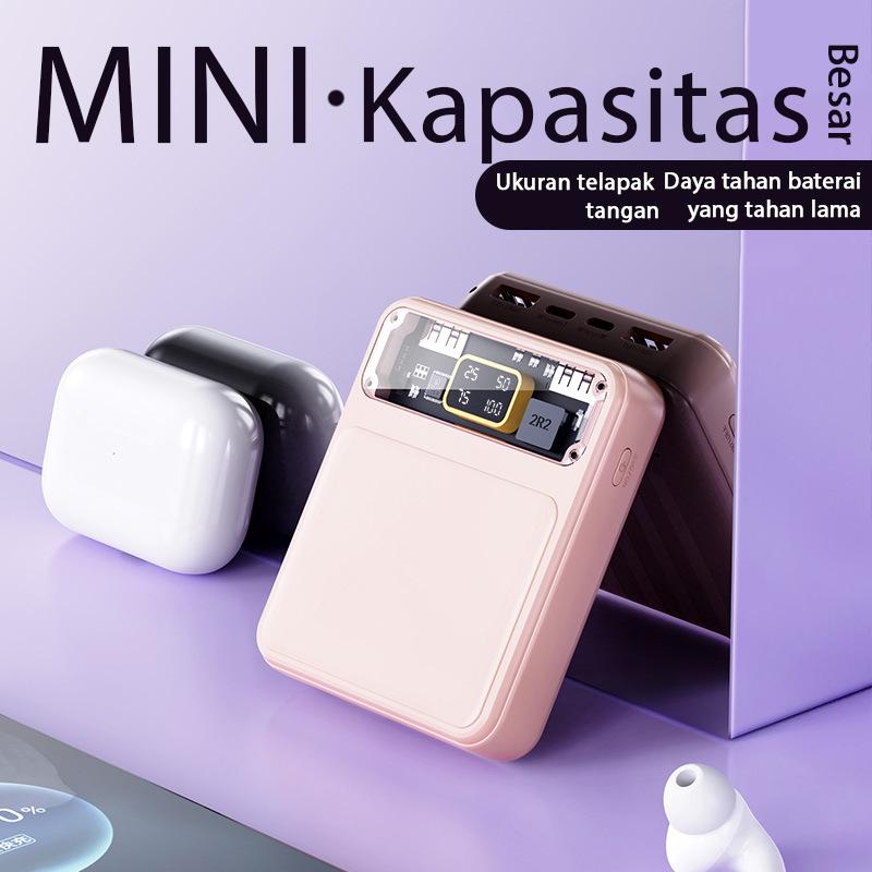 Product Introduction of 【Ori 100%】Mini 20000mAh Powerbank Universal LED Display Charger 4 USB Cable Ringan Baterai 9