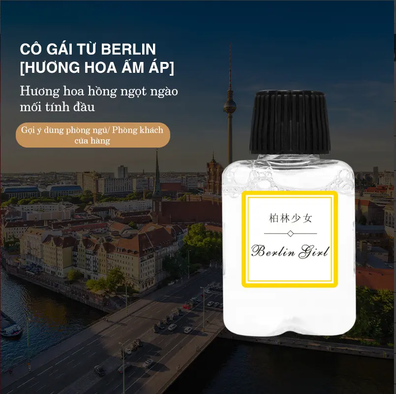 Tinh dầu thơm cao cấp series Hilton - Hương hoa nhài & Thiếu nữ Berlin | Lưu hương lâu 48h | Dùng cho phòng ngủ, khách sạn, nhà vệ sinh