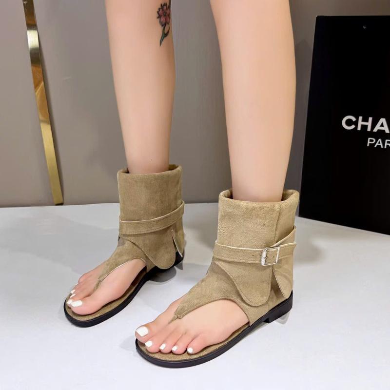 Bốt nữ xỏ ngón SUMMER hàng QCCC chất da lộn mềm mại đế 2cm HOTTREND 2025