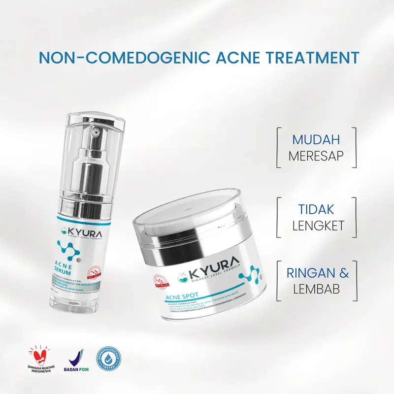 KYURA Acne Bundling 4 Pcs Isi Toner Serum Cream Spot untuk Wajah Acne Prone dan Sensitif dengan Cica Niacinamide Korean Angelica Licorice BPOM 5