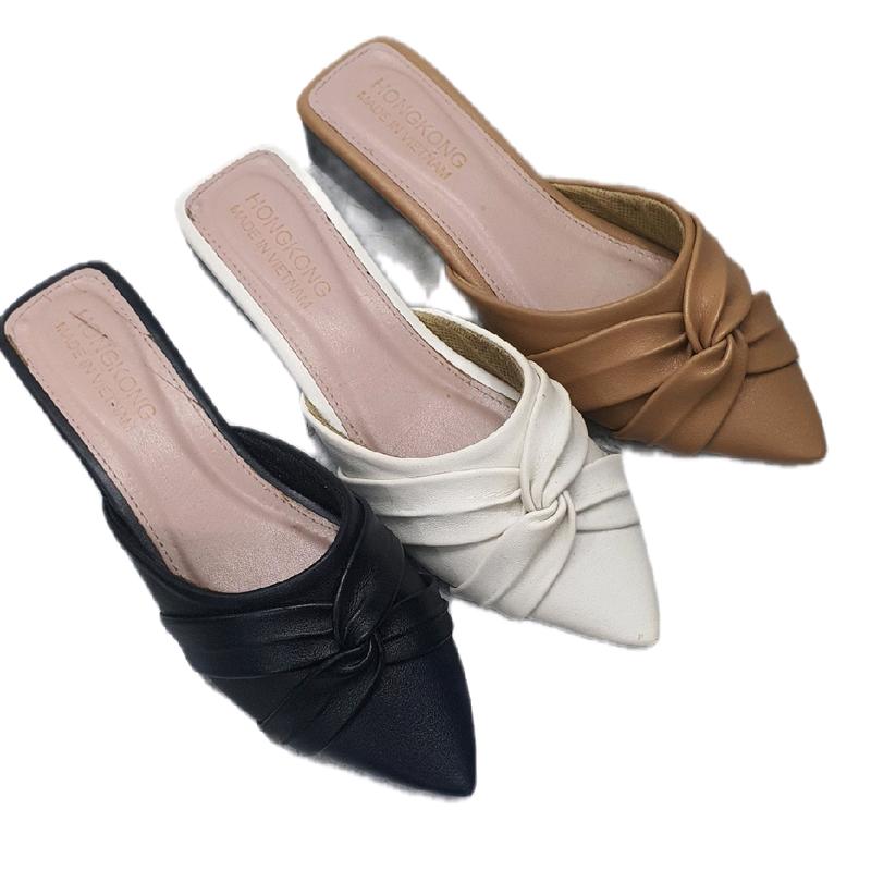 Sục Nữ Mũi Nhọn Nơ Chéo Giữa  Đế Đúc Liền Gót Cao 3 Phân  NGUYÊN NGUYÊN STORE 87- Women Nữ .Giày Sục Nữ Top . 0