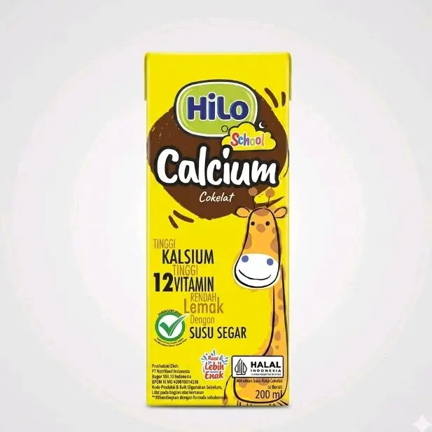 Hilo School Calcium Cokelat Tinggi Kalsium & 12 Vitamin Rendah Lemak Dengan Susu Segar 200ml