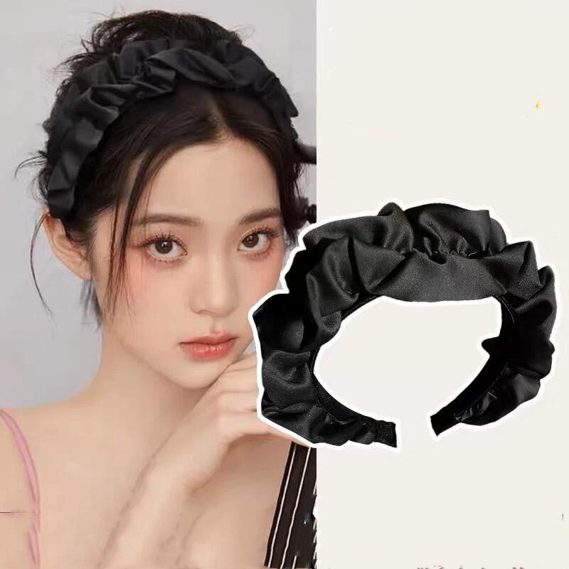 Product Introduction of Băng Đô Xếp Ly Rộng Cho Nữ, Màu Trơn Thời Trang, Làm Bằng Vải Satin, Mềm Mại, Phong Cách Cổ Điển Mũ Cài Tóc, Phụ Kiện Tóc 14