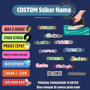 Sticker Label nama Setrika / pallete color / stiker untuk semua jenis Kain / Stiker sablon / Label nama baju  Plastik Kertas bet