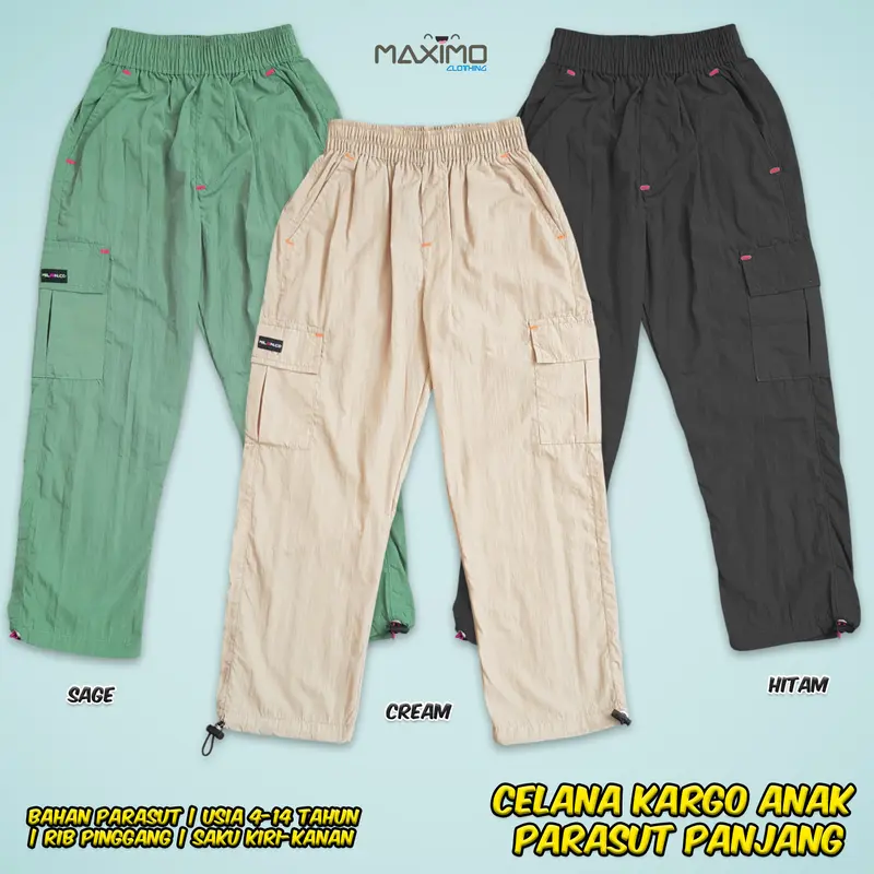Setelan baju anak anak laki laki - Chibi Luffy One Piece Wash dan Celana Kargo Parasut Panjang 3 warna - untuk Usia 4 Hingga 12 Tahun - Fashion Anak 5