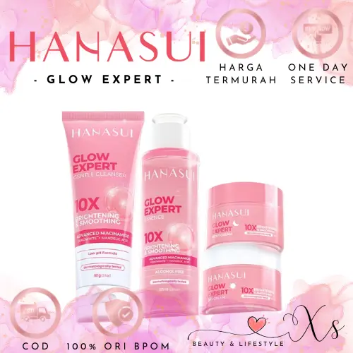 Hanasui Glow Expert - Real 10% Advance Nianicinamide | New Improved Formula | Cleanser, Essence, Day Cream, Night Cream, Power Bright Expert