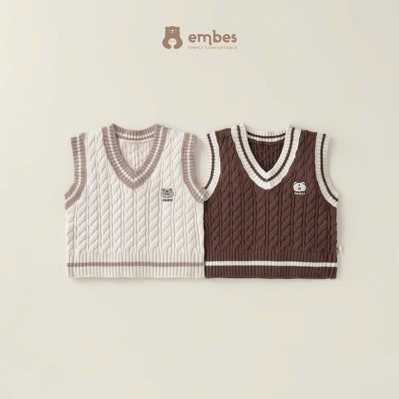 Áo gile len hình thêu chú gấu dễ thương cho bé Embes Việt Nam từ 9 tháng - 4 tuổi - 25-K8-07