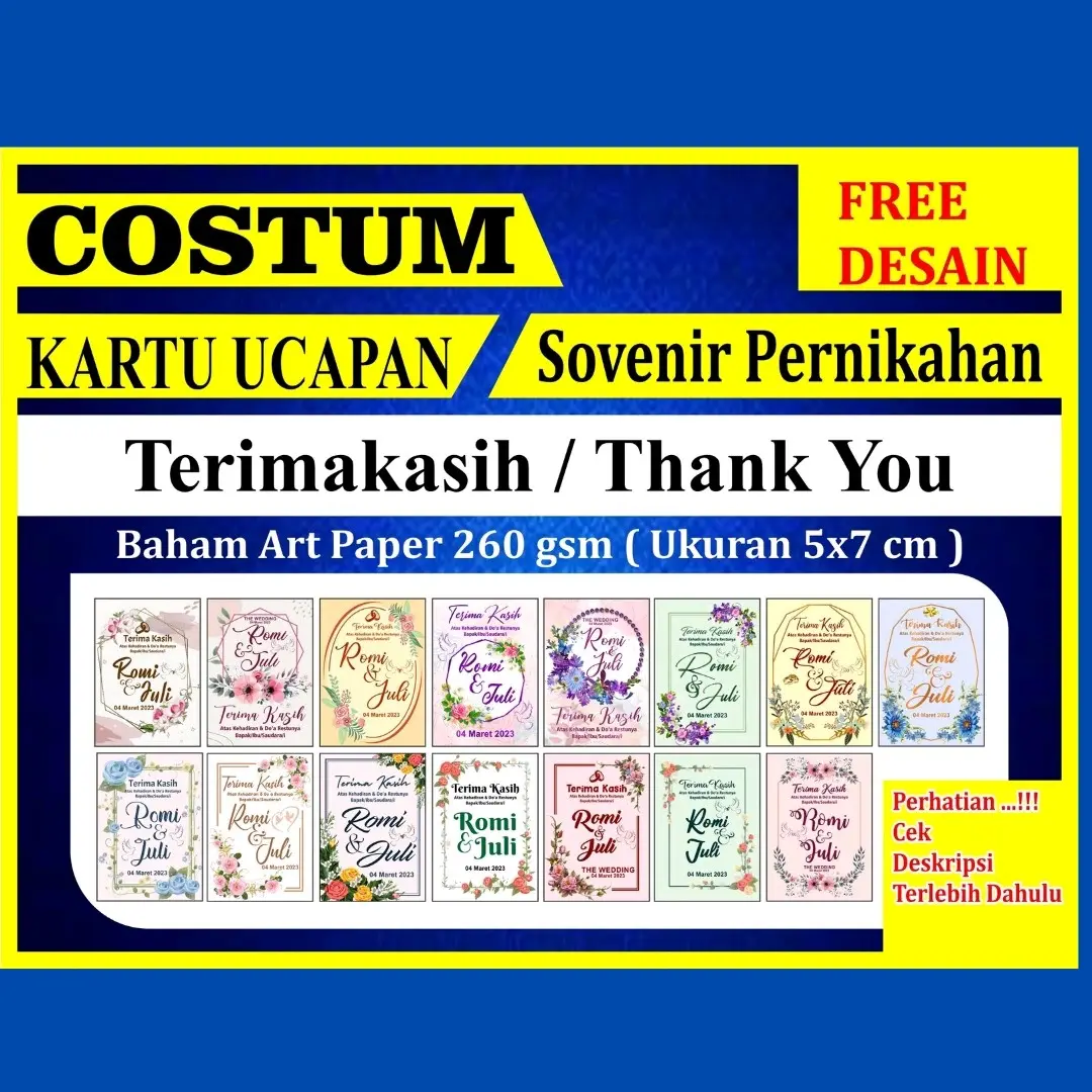 Kartu ucapan terimkasih suvenir pernikahan Cards