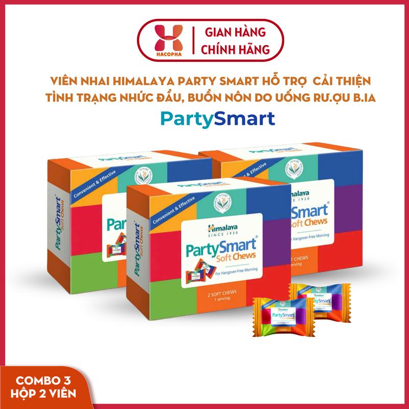 COMBO TIỆC TÙNG XẢ LÁNG Viên nhai thảo dược HIMALAYA Party Smart hỗ trợ giải rượu hỗ trợ cải thiện tình trạng nhức đầu buồn nôn do uống rượu bia làm dịu cơn say hỗ trợ gan và say nguội