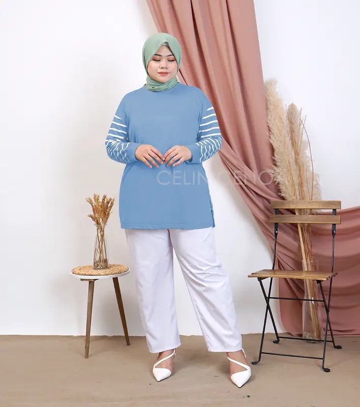 Kaos Wanita Lengan Panjang / Atasan Lengan Lengan Manset / Koas Oversize Wanita / LD 120 PJ 80 Baju Lembut Samping Variasi Basic Polos Hitam Top Tangan manset Muslim Dalaman 4