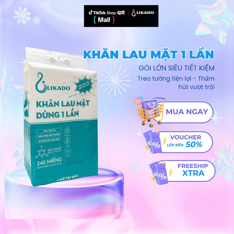  Khăn lau mặt dùng 1 lần spa dạng rút  240 khăn  LIKADO kích thước  20x20cm  1 túi  
