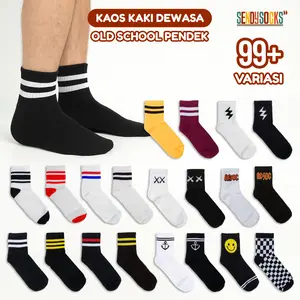 Kaos Kaki Olahraga Motif Oldschool Garis Strip Pendek Tebal Premium Sport
