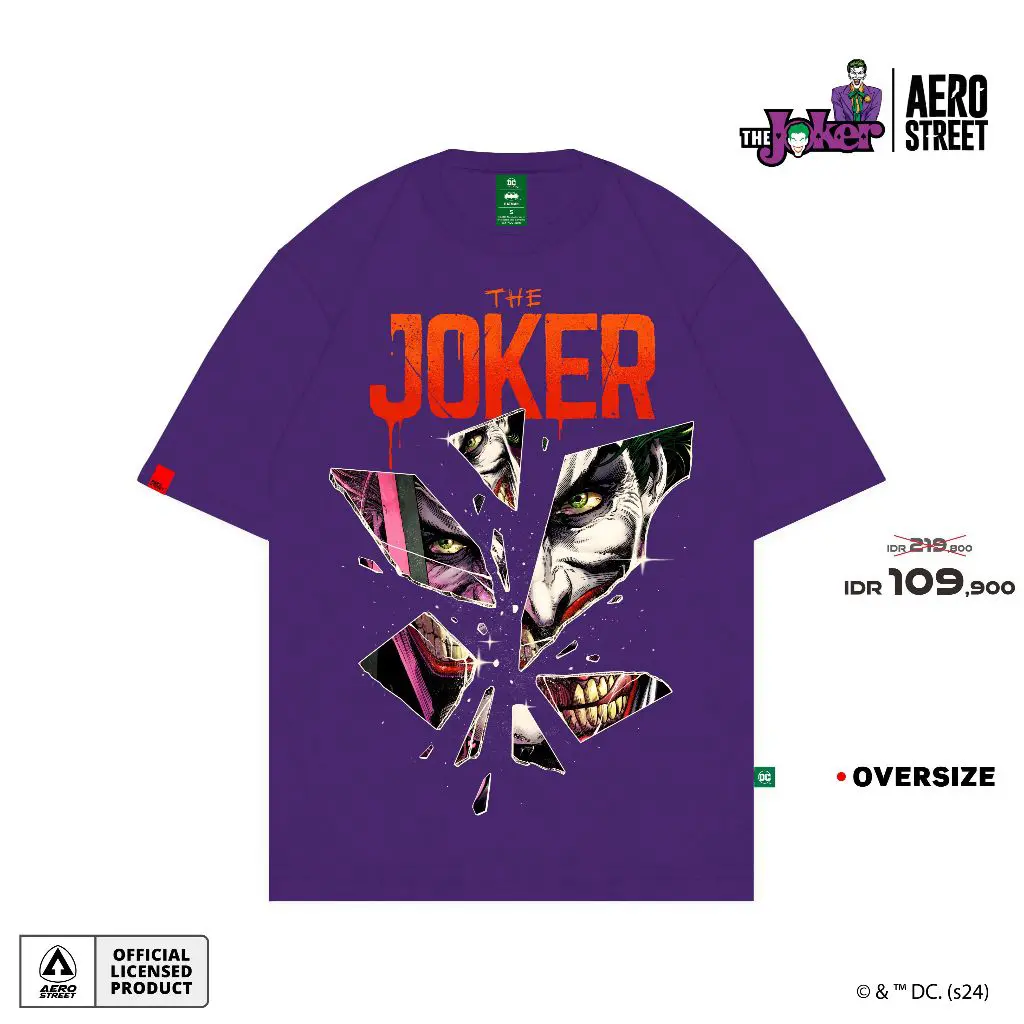 Aerostreet T Shirt Oversize The Joker Glass Ungu Kaos FADAA