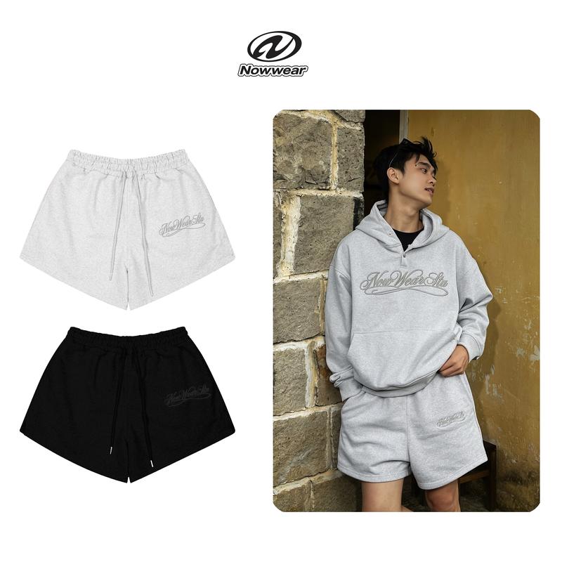 Quần Short Nỉ Chân Cua 420GSM Thêu Nowwear Form Ống Rộng Unisex Nam Nữ