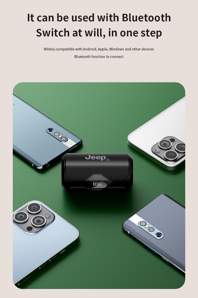 Jeep JP-EC003 Headphone Klip Telinga Nirkabel Bluetooth 5.4 Earbud Telinga Terbuka dengan Mikrofon untuk Olahraga Lari