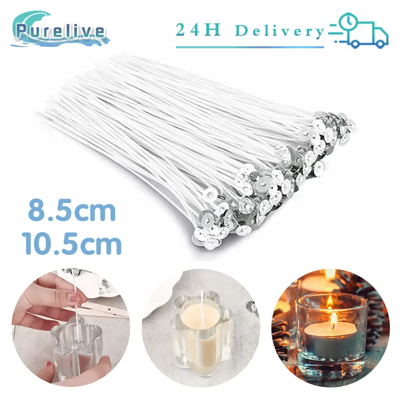 100Pcs Sumbu Lilin Gelas Kaca Aesthetic Sumbu Lilin Katun 8.5CM/10.5CM Candle Wicks Cotton