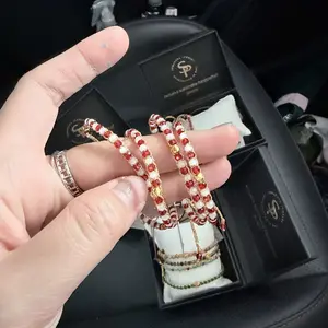 Fire Five Element Kombinasi pink adventurine, ruby, red adventurine, rose quartz Batu Semi mulia tali Gold | Gemstone Bracelet for Women Aesthetic Samapura