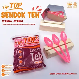 Sendok Teh / STG / Sendok Ice Cream ( Bening / Warna ) isi 100 pcs Merek Tip Top