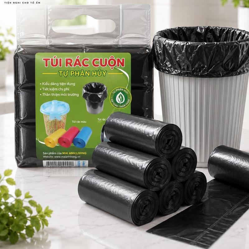 Túi Đựng Rác Tự Phân Hủy 55x65cm Cuộn Size To Chịu Lực Tốt Dùng Cho Gia Đình Văn Phòng - GD61