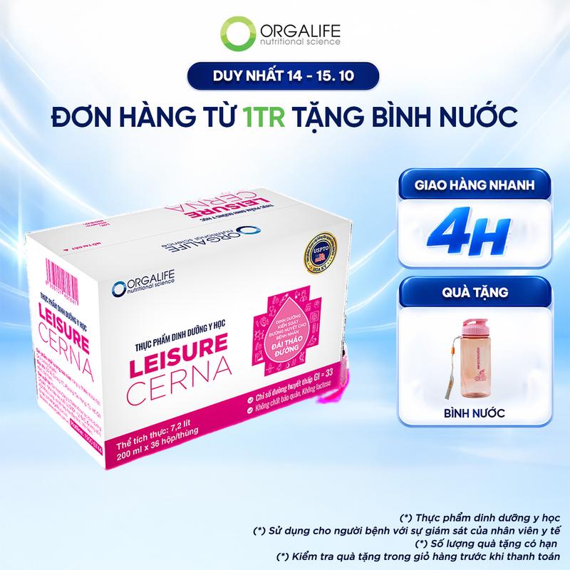 Thùng 36 Hộp LEISURE CERNA Dinh Dưỡng Kiểm Soát Đường Huyết (200ml/Hộp)