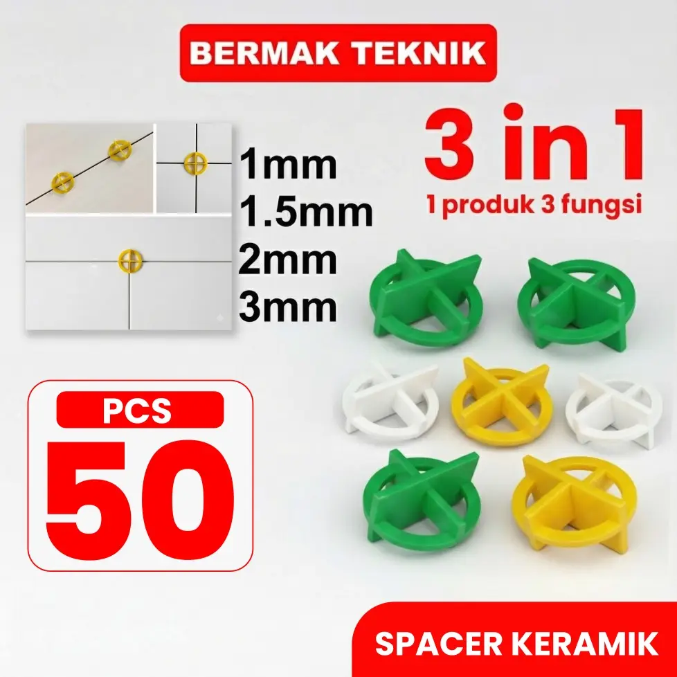 Tile Spacer T-Cross 3in1 ASTEEL – Alat Perata Nat 1–3mm untuk Keramik & Granit