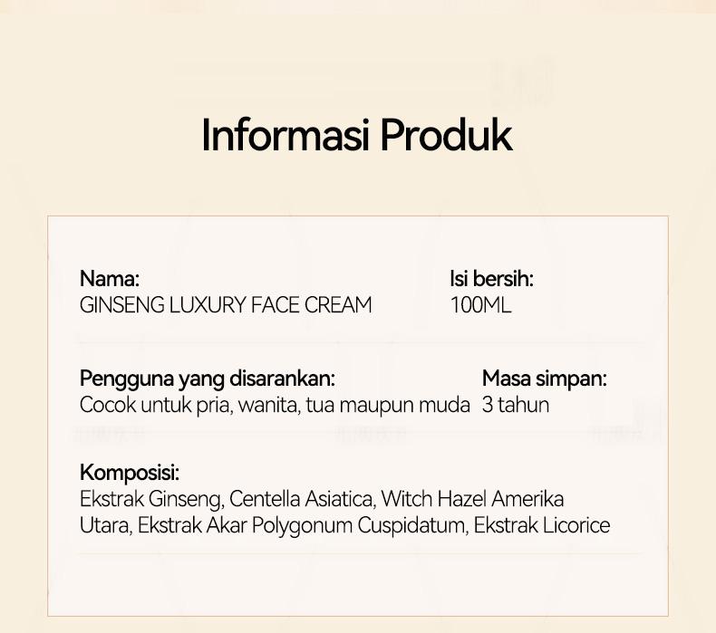 BPOM HEYXI GINSENG NOURISHING CREAM Perawatan kulit/pelembap/pengencang/pencerah/persiapan cepat untuk orang malas/Kemasan portabel/Gunakan di siang hari