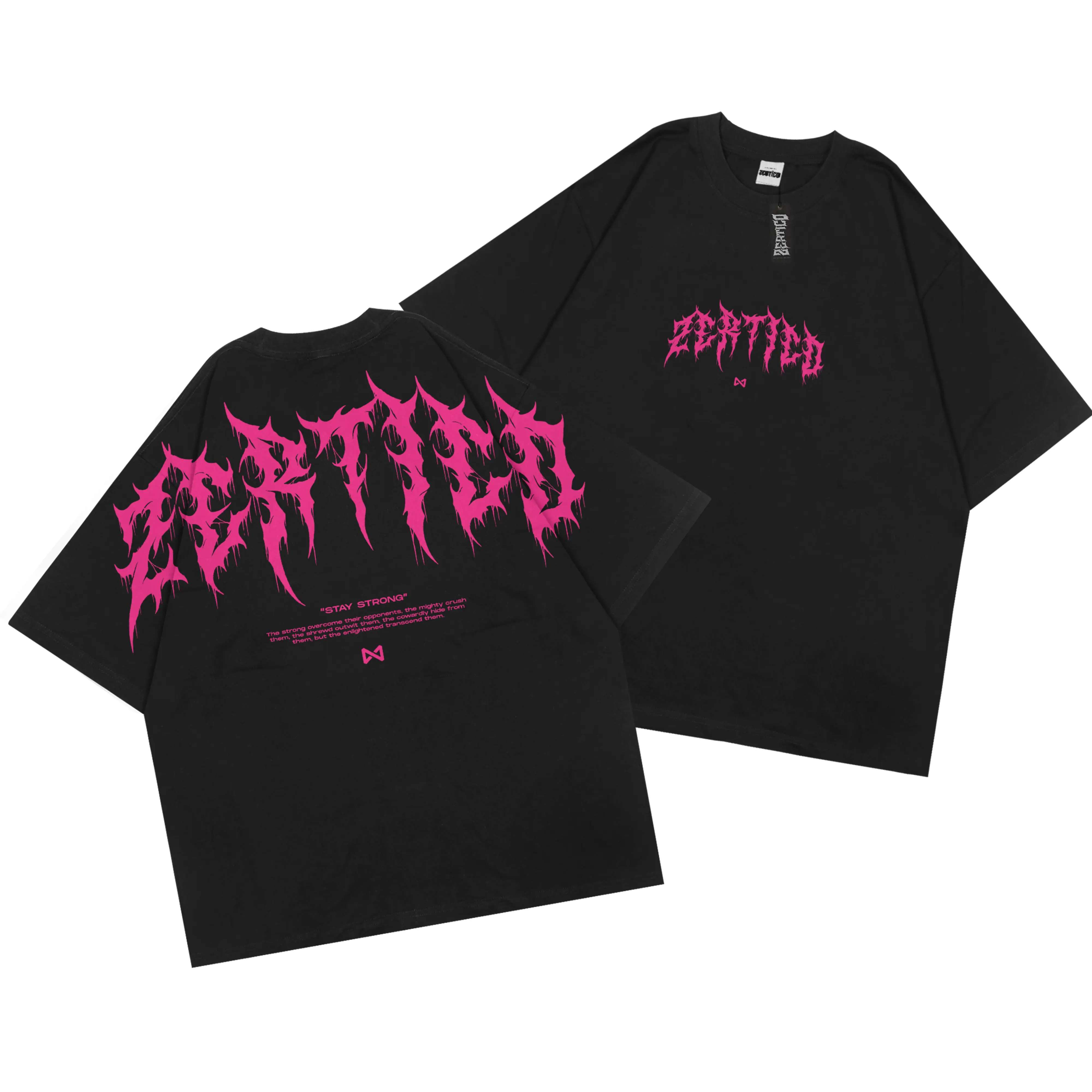 Zertico Kaos Distro STAY STRONG Black Pria Wanita Cotton Combed 24s Premium