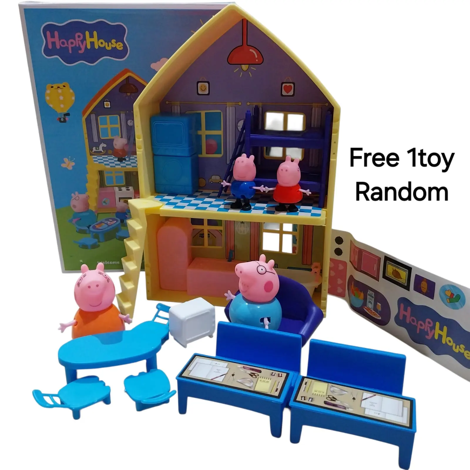 Mainan anak Rumah pepapig Figure set tambah kursi belajar