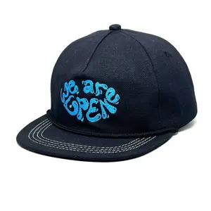 Aremore - Topi Ropehat Rafel Black We Are Open Hitam