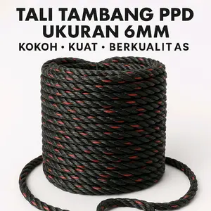 tali tambang PPD 6mm panjang 50m cocok untuk pengikatan barang, tali jemuran serba guna