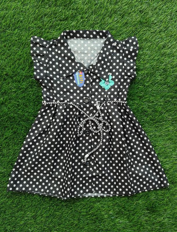 Dress anak 1 2 tahun cewek perempuan gaun kancing motif HK Tsum"/random Bayi Kucing Katun Lengan 3