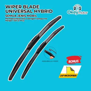 Wiper Mobil hybrid Blade Universal Bonus Lap Microfiber 1 Set Kiri dan Kanan Pembersih Kaca Depan Karet Kendaraan