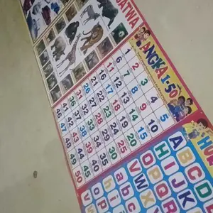 Paket 6 Lembar Poster Edukasi Anak - Huruf, Angka, Huruf Hijaiyah, Marga Satwa, Buah, dan Transportasi - Kualitas Terbaik