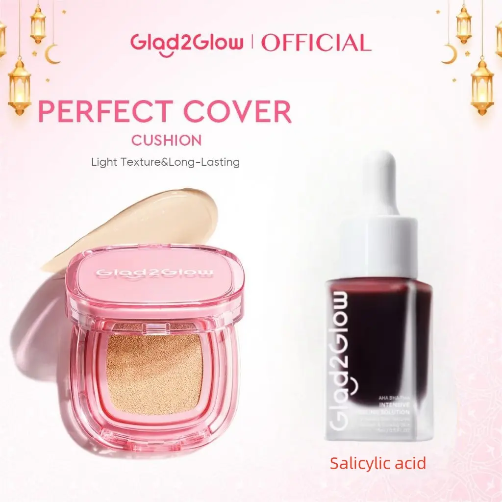 Glad2Glow Perfect Cover Cushion Foundation Full Coverage Concealer Makeup Oil Control Skincare BB CC Cream