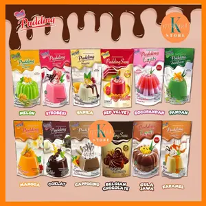 Nutrijell pudding susu Puding Lapis Powder Forisa Nutrijel rasa buah Coklat Gula Jelly Strawberry Vanilla Hijau Food Mangga Pandan Santan Makanan Jeli Cokelat