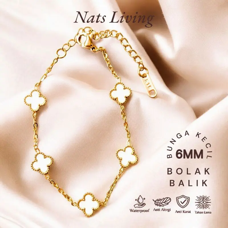 Nats Living: Gelang Tangan Clover Mini Titanium Dua Sisi 3