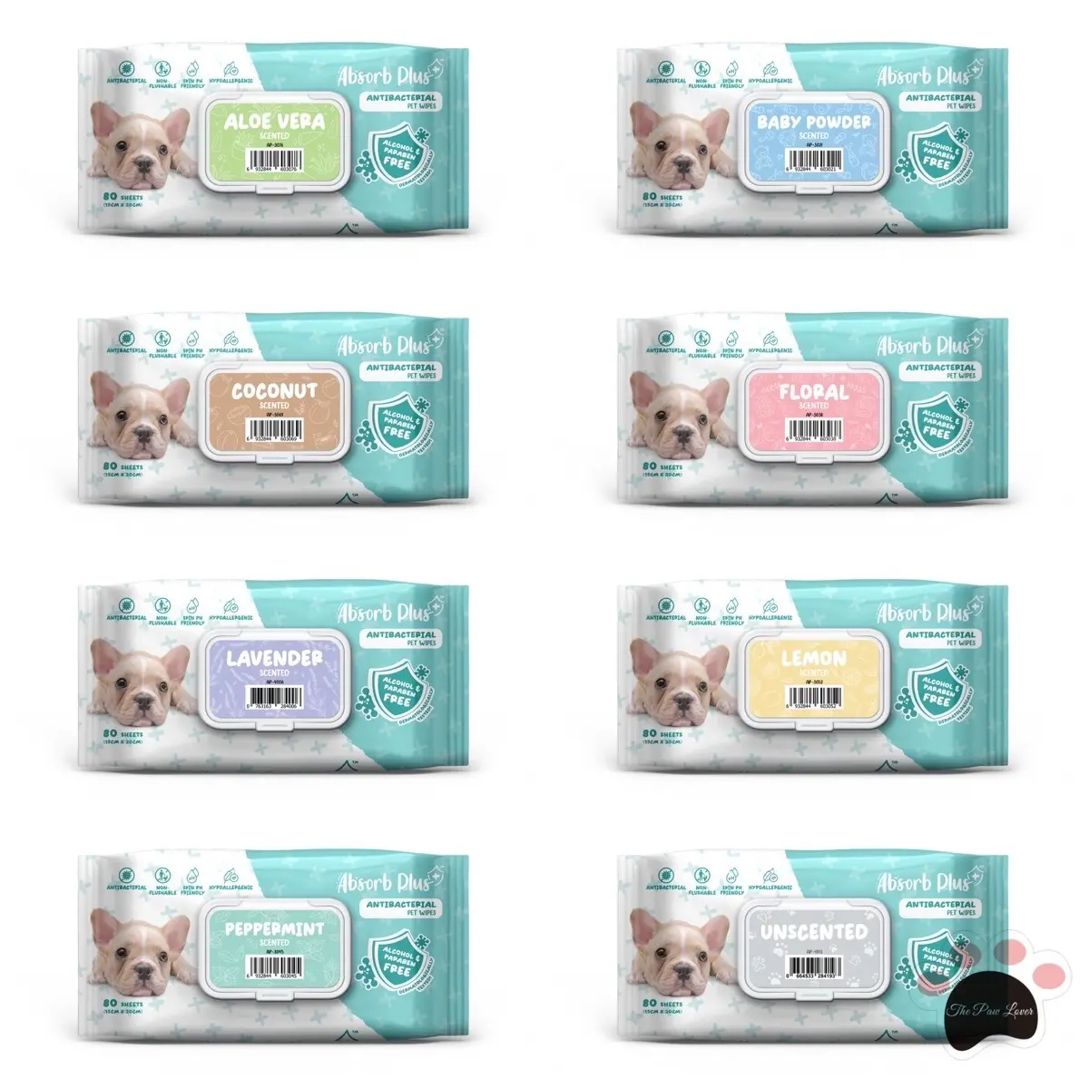[Bundle of 6] Absorb Plus Antibacterial Pet Wet Wipes (80pcs/pack)