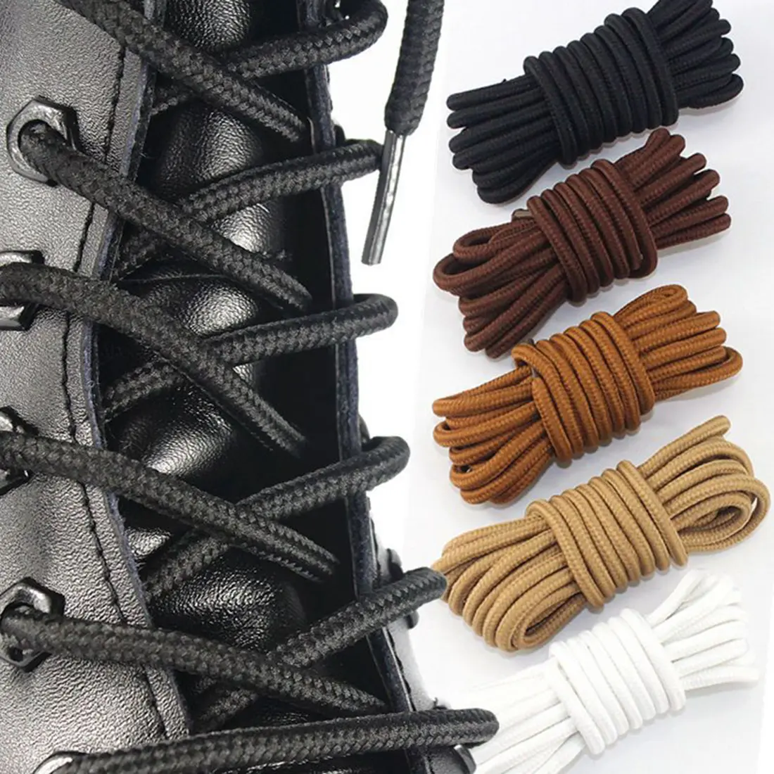 1 Pair Of Round Shoelaces Casual Shoes Lace Twist  Laces Multiple Lengths Available