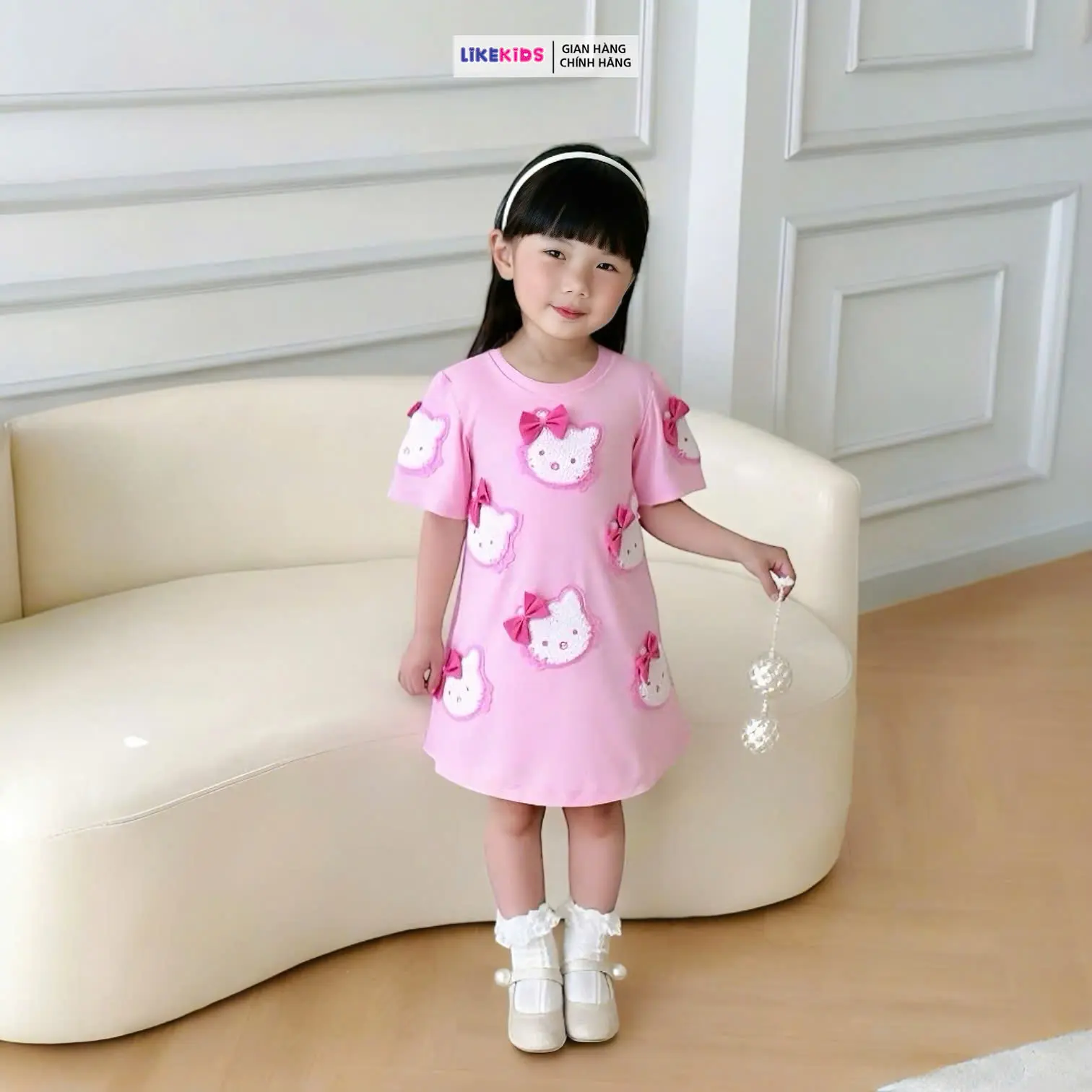 Váy Bé Gái Hoạ Tiết KITTY NƠ T93 - LikeKids