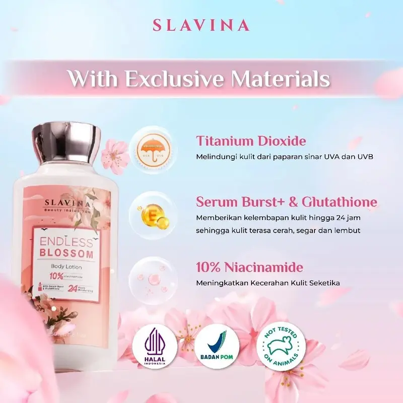 SLAVINA Body Lotion /Body Wash 350ml Mencerahkan Tubuh Tangan Vanila Perawatan 4