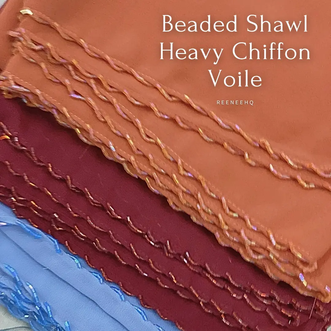 Beaded Shawl Chiffon Viral | Shawl Manik