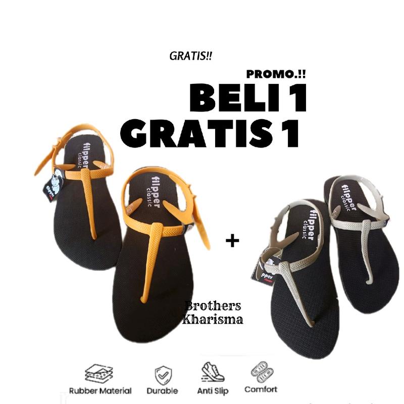 Sendal Karet Cewek Filpper Lentur Anti Slip Premium - Beli 1 Gratis 1 6