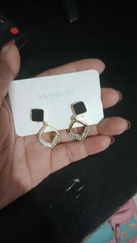 Product Review of Minzo Anting Korea Perempuan Imitasi Dewasa Motif Kotak Hitam Earrings Aksesoris Perhiasan Wanita Elegan from m**0 1