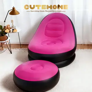 Free Pompa Sofa Tiup Pengiriman di hari yang sama Kursi Santai Ruang Tamu Dapat Dilipat dan Hemat Ruang Sofa Berkemah Luar Ruangan dengan Kain Berbulu