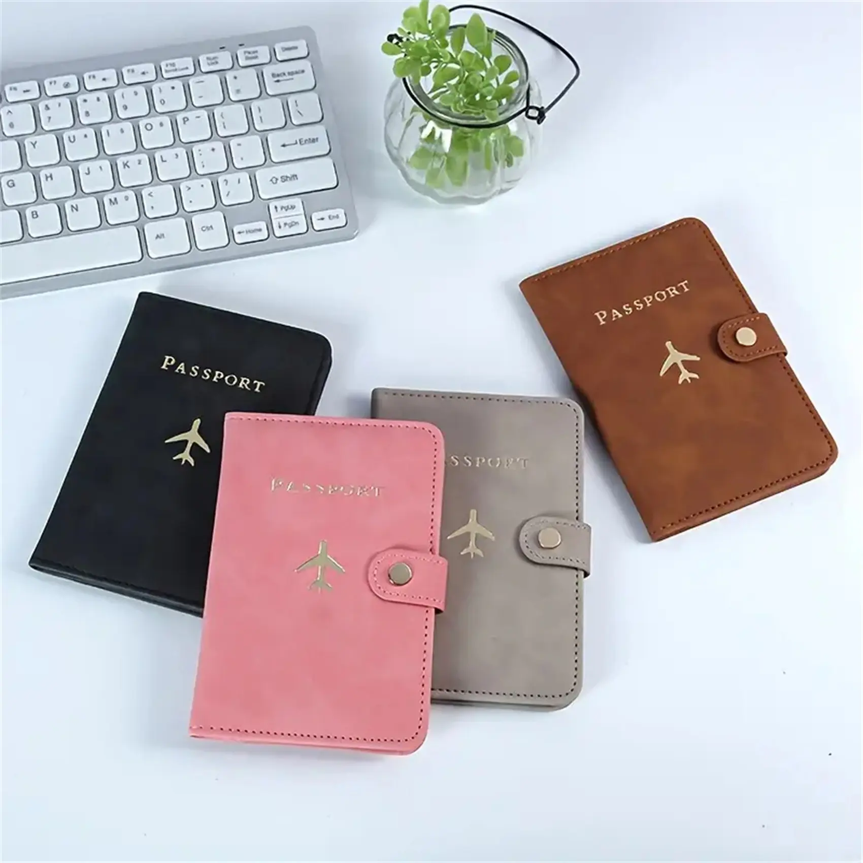 MIHOME Unisex PU Passport Holder Covers Case Waterproof Travel Credit Card Wallet Cute Passport Women Men Buckle Passport Cover
