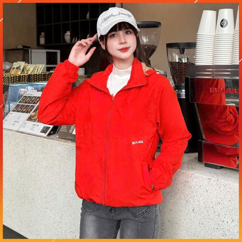  Áo Khoác Gió Lót Lông Nữ Dày Dặn,Size Đến 75kg,Vải Gió Chống Nước 