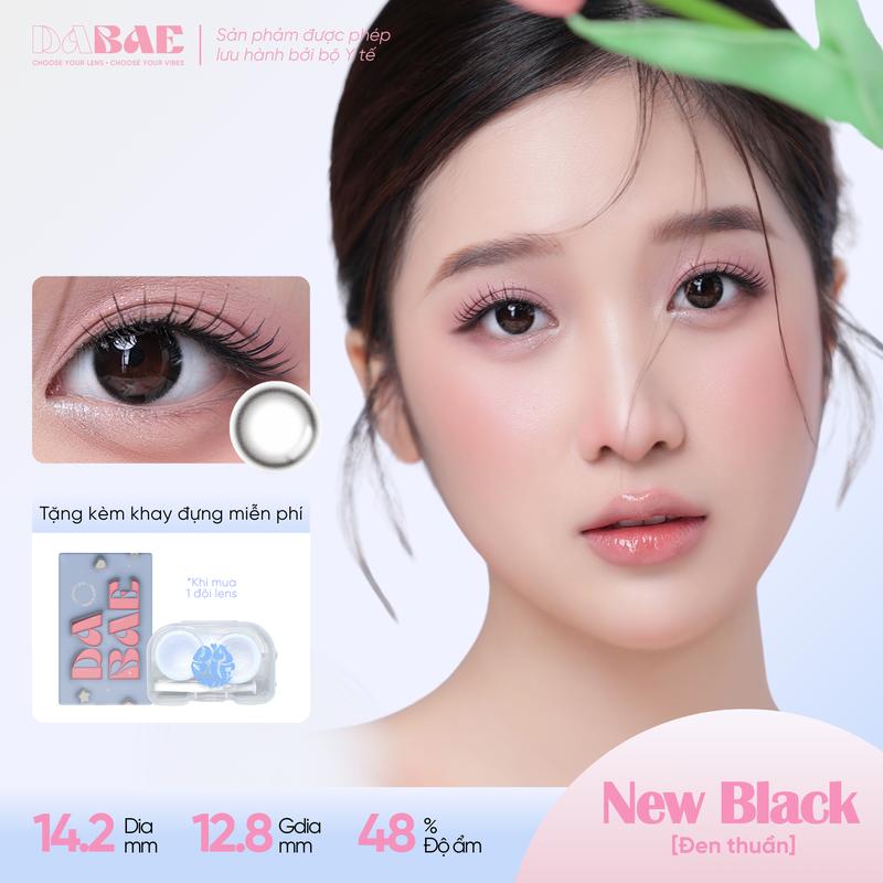  Kính áp tròng DABAE lens mắt màu đen thuần tự nhiên 3 tháng DIA 14.2mm có độ cận 0-8 NEW BLACK 