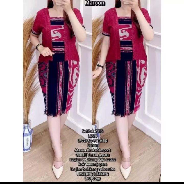 Product Introduction of SETELAN TENUN WANITA RUMBAI BAWAH ATASAN BROKAT, BAJU KEBAYA TENUN, BAJU ADAT, BAJU SERAGAM, BAJU CASUAL 4
