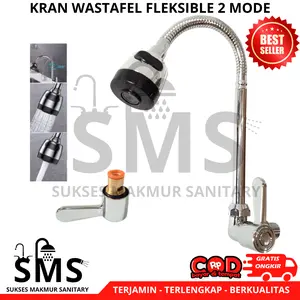 Kran dapur cuci piring  tempel tembok Air Keran tahan karat khrom