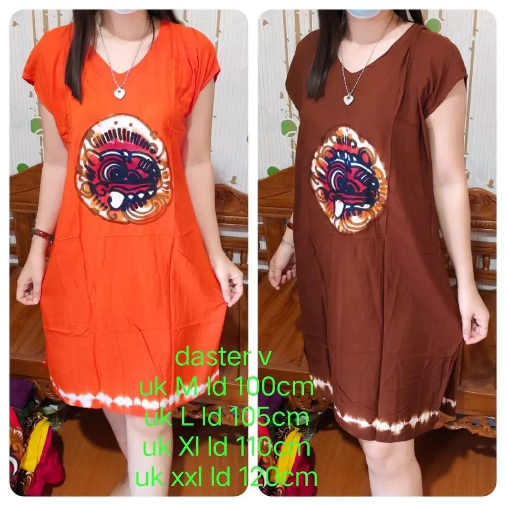 Daster barong bali model leher V bahan adem tebal size M L XL XXL XXXL bahan rayon Wanita